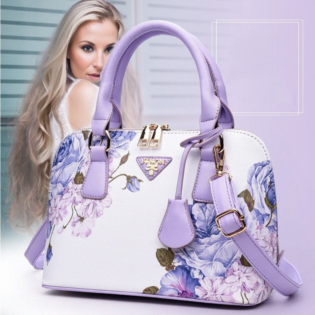 Elegant Cross Body Floral Print Faux Leather Handbag - Walmel