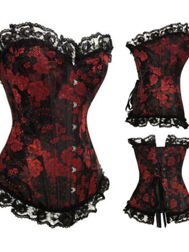 Women's Hook & Eye Overbust Corset - Floral, Lace - Walmel