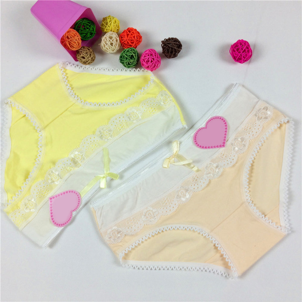 Girls' Briefs Soft Lace Trim Cute Bowknot Underwear - Walmel