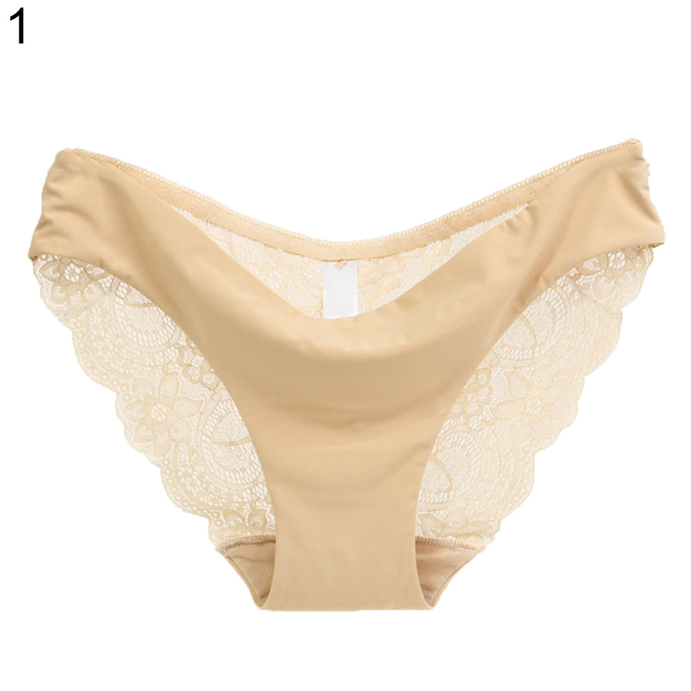 Low Waist Lace Floral Print Seamless Underwear - Walmel