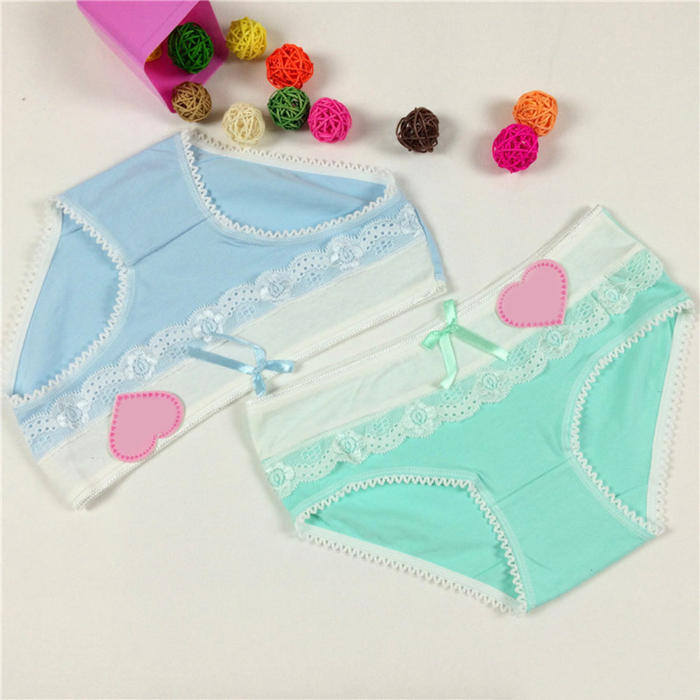 Girls' Briefs Soft Lace Trim Cute Bowknot Underwear - Walmel