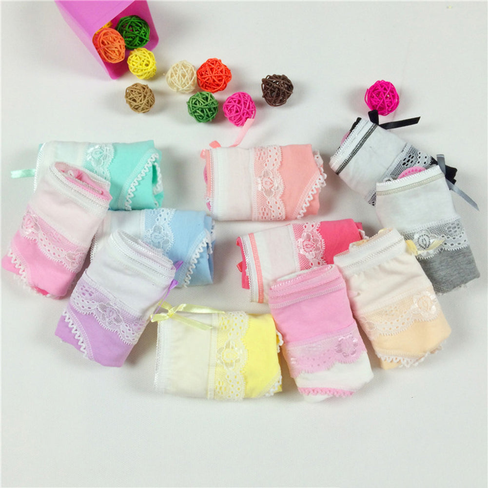 Girls' Briefs Soft Lace Trim Cute Bowknot Underwear - Walmel