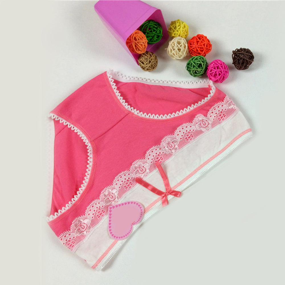 Girls' Briefs Soft Lace Trim Cute Bowknot Underwear - Walmel