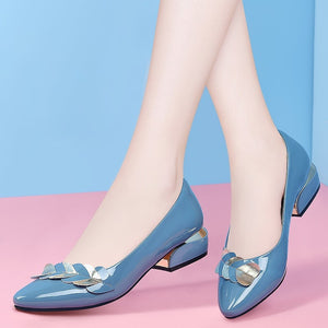 Women Pumps Patent Leather Dress Shoes Low Heels