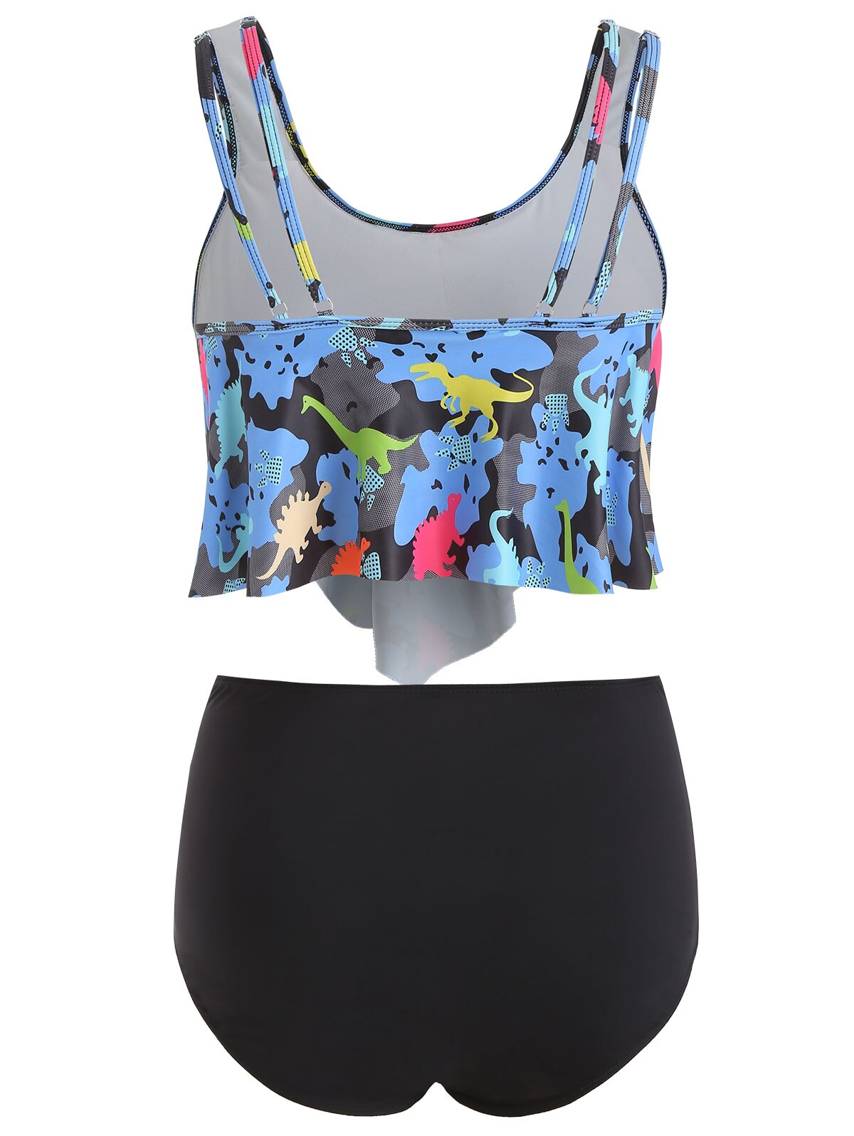 Dinosaur Print Ruffled Plus Size Women Set-Women's Clothing-Walmel