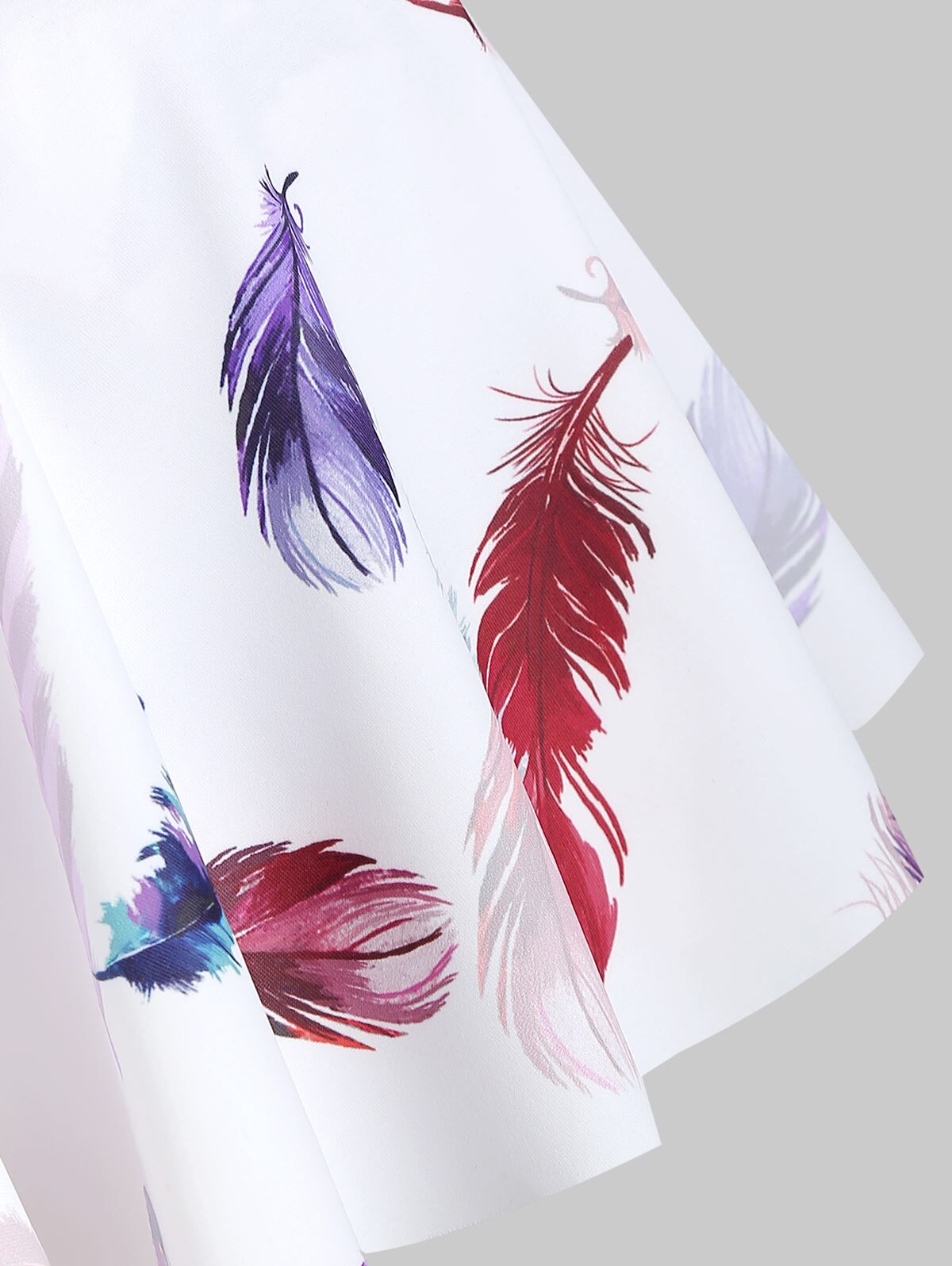 Feather Print Lattice Cutout Tankini Sets-Women's Clothing-Walmel