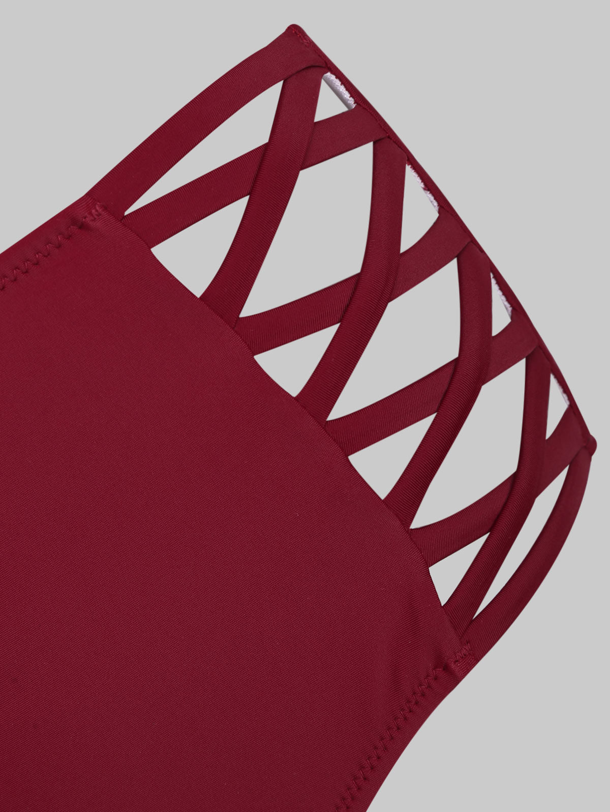 Feather Print Lattice Cutout Tankini Sets-Women's Clothing-Walmel