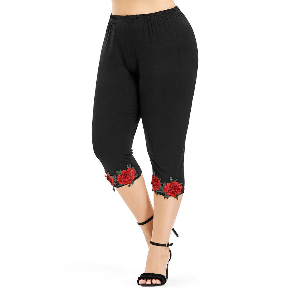 Plus Size 5XL High Waist Cropped Leggings-Women's Clothing-Walmel