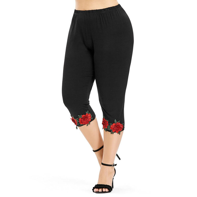 Plus Size 5XL High Waist Cropped Leggings-Women&