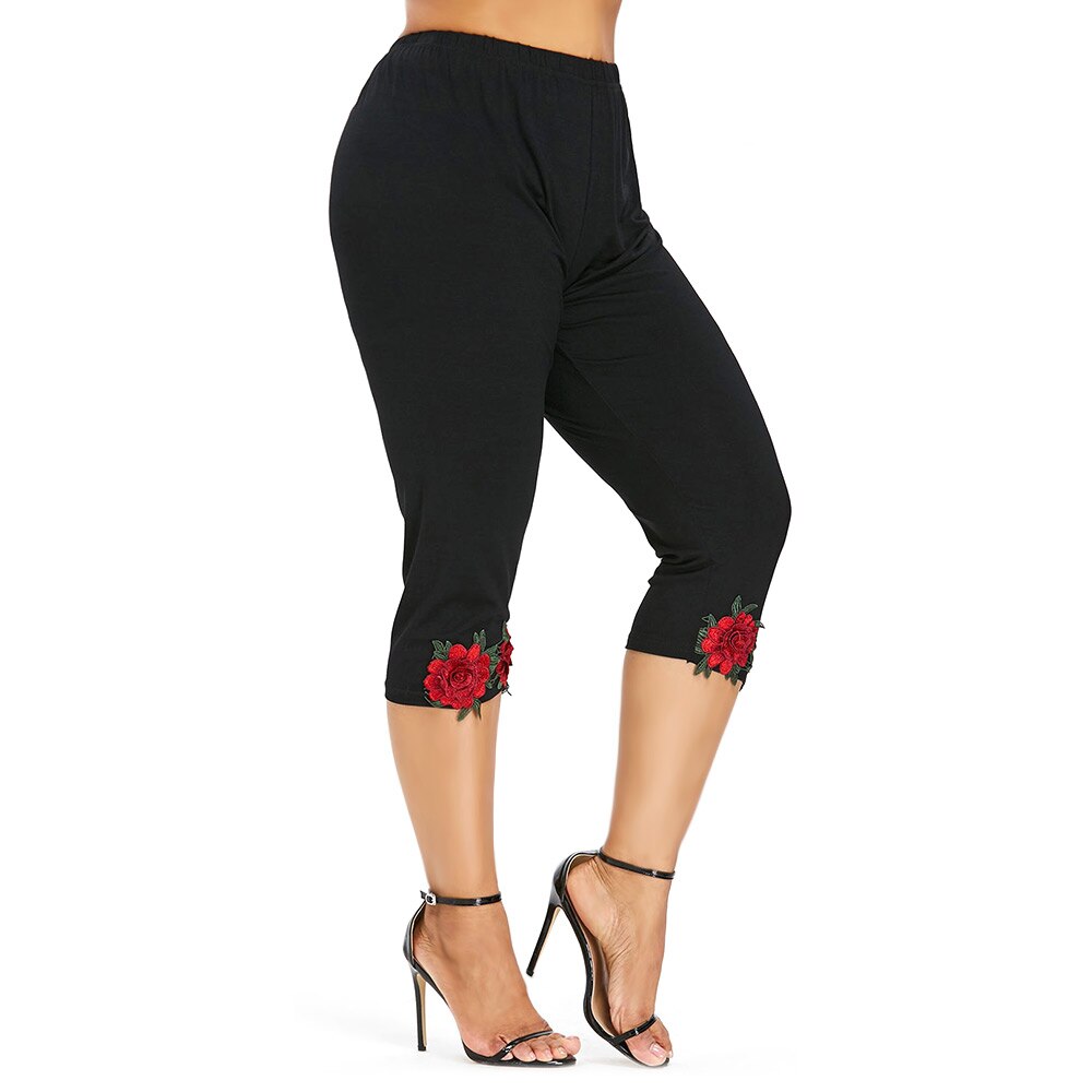 Plus Size 5XL High Waist Cropped Leggings-Women's Clothing-Walmel