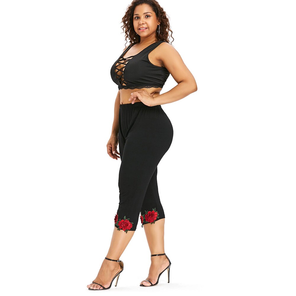 Plus Size 5XL High Waist Cropped Leggings-Women's Clothing-Walmel