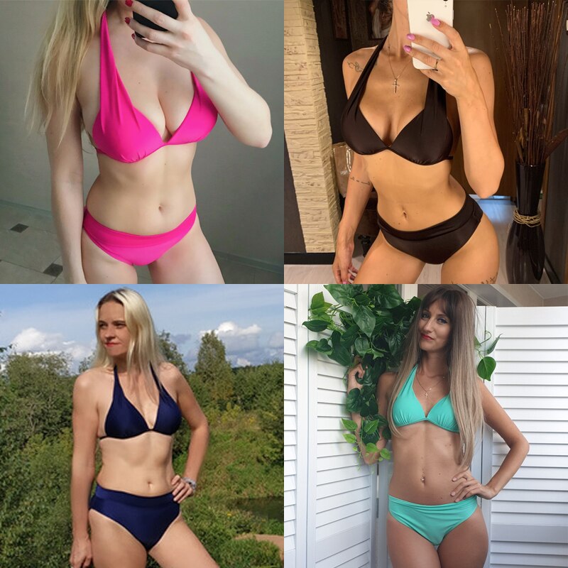 Push Up Two Piece Swimsuit Plus Size - Walmel