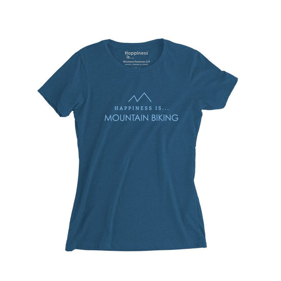 Camiseta feminina de mountain bike, azul marinho