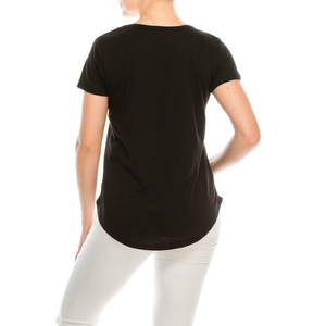 Urban Diction 4er-Pack Kurzarm-T-Shirts aus weichem Stretch mit U-Ausschnitt und Taschen für Damen