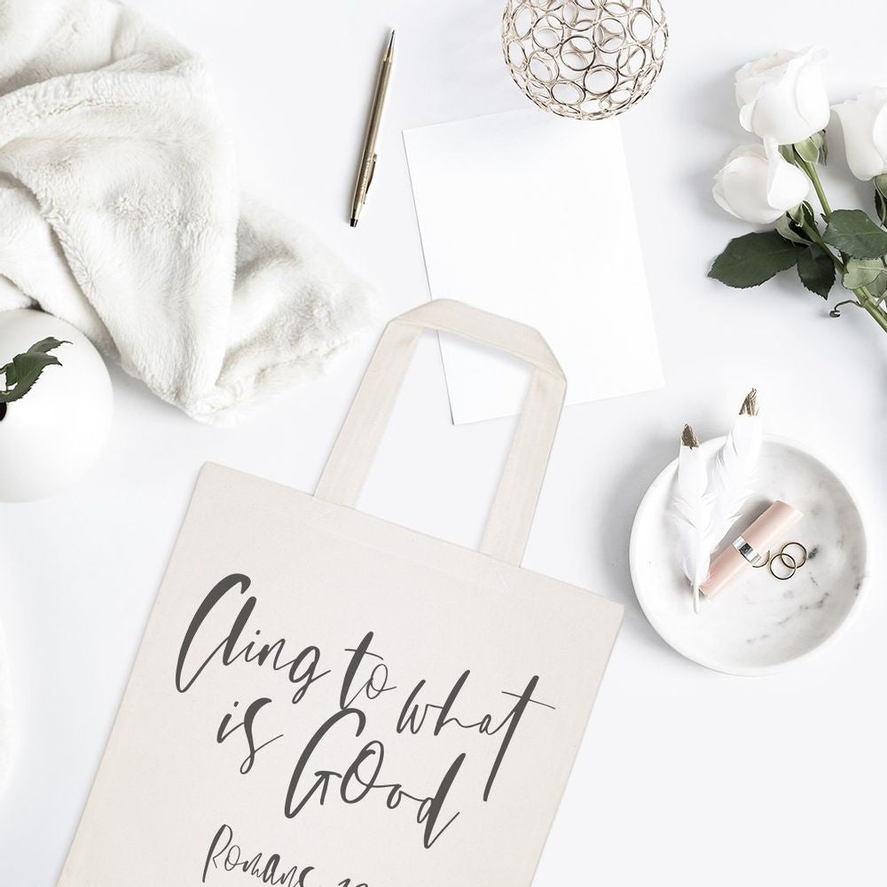 Cling to What is Good, Romans 12:9 Cotton Canvas Tote Bag - Walmel