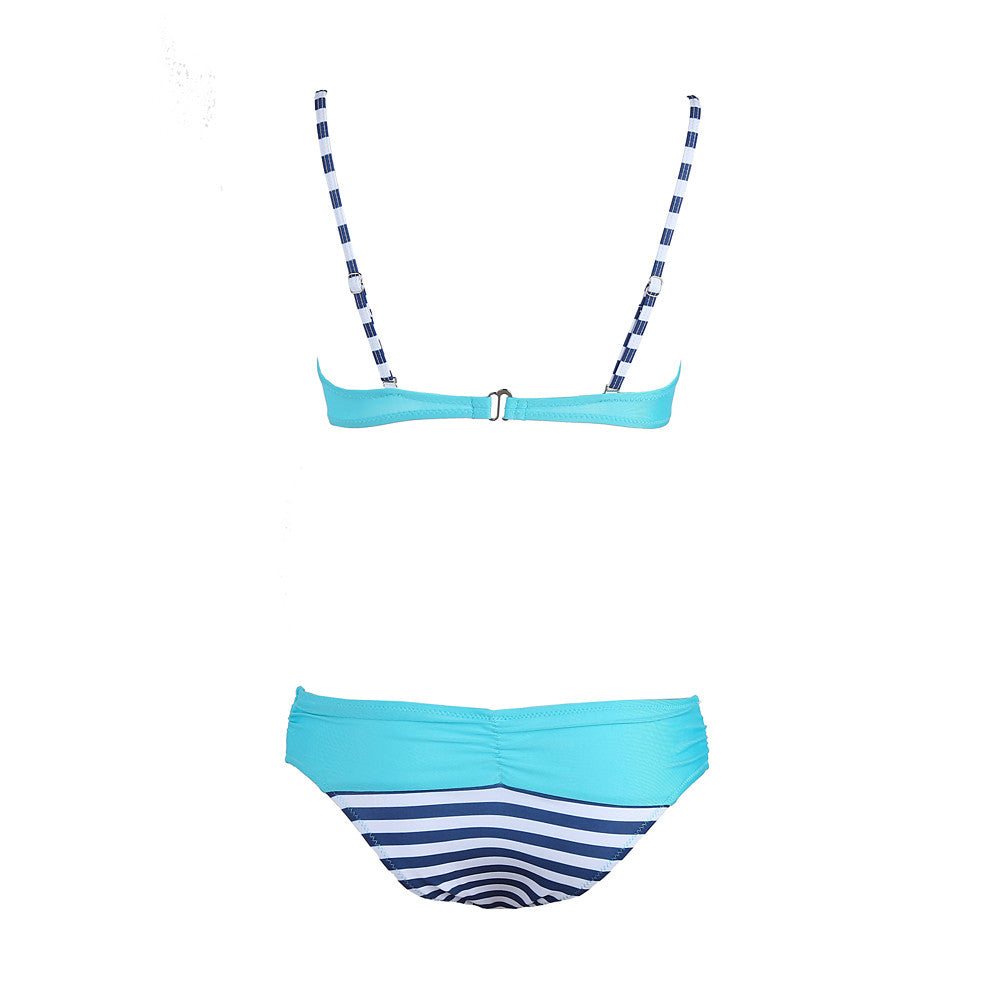 Women's Fine Stripe Plus Size Strap Yellow Blue Pink Bandeau-Walmel