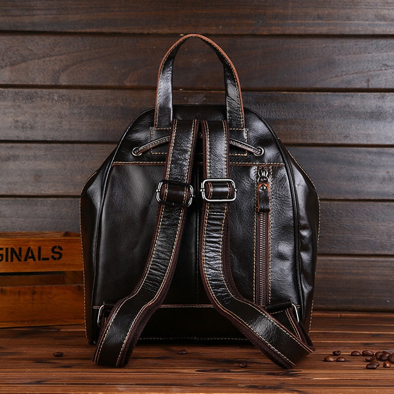 Women's cow leather casual travel backpack - Walmel