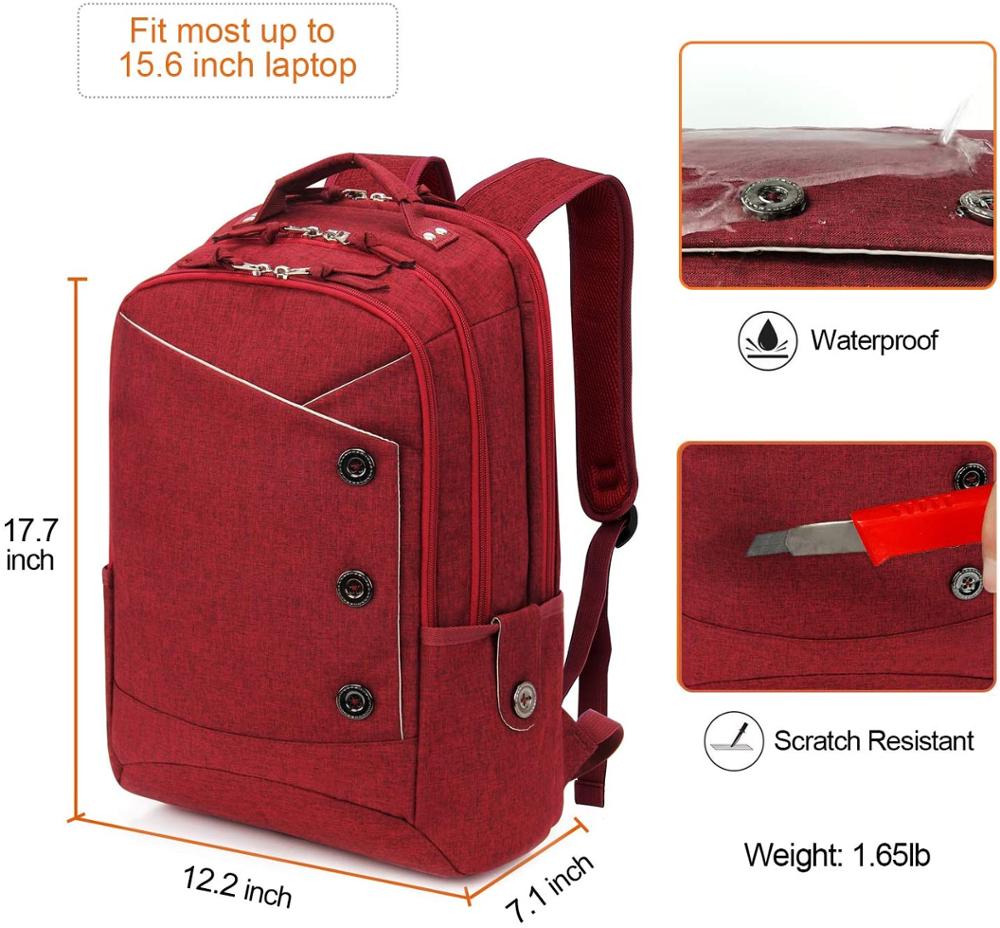 Women's Waterproof Business Stylish Backpack Red - Walmel