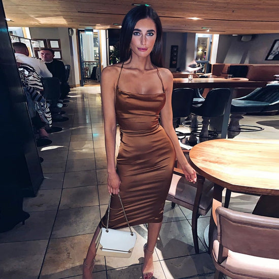 Neon satin lace long midi dress elegant party summer dinner outfit