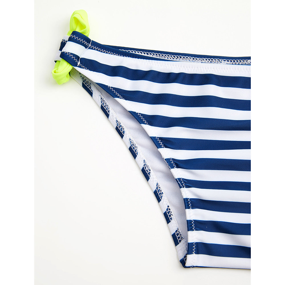 Women's Fine Stripe Plus Size Strap Yellow Blue Pink Bandeau-Walmel