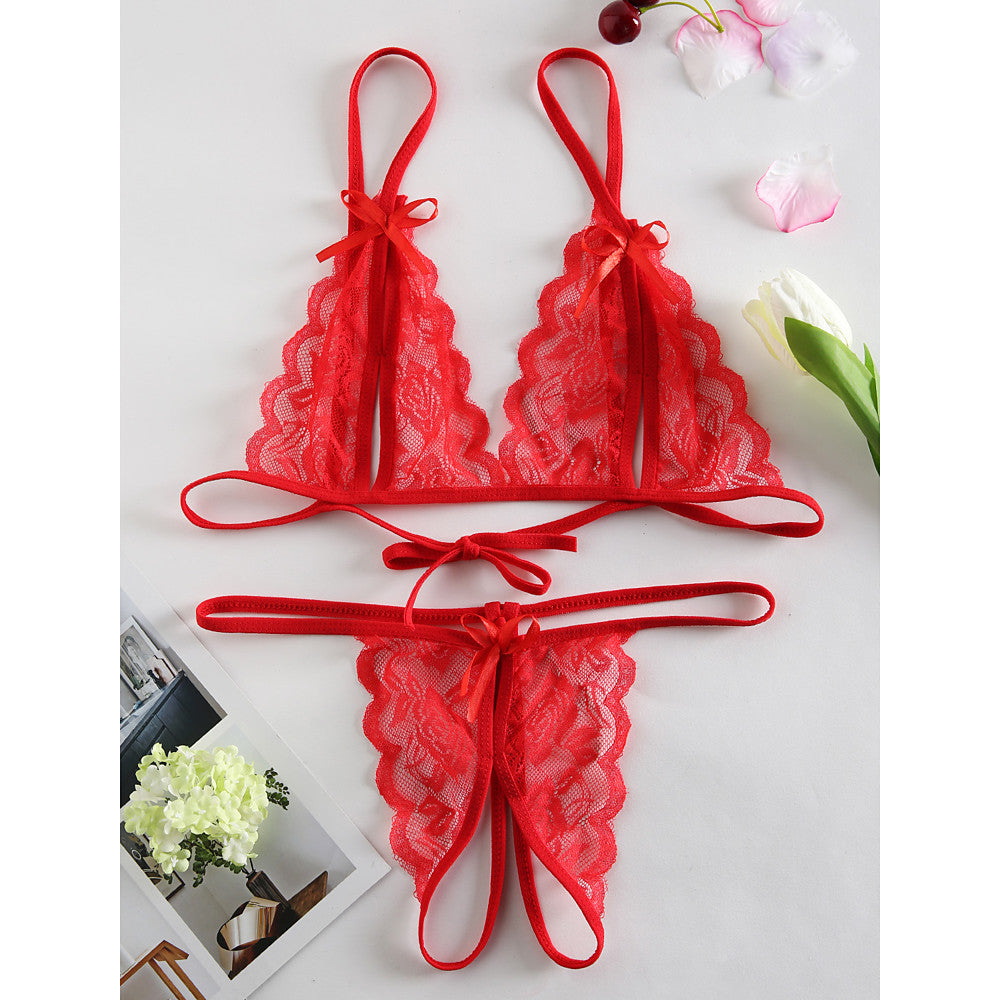 Women's Wireless Lace Bras Padless Triangle Cup Bras & Panties-Walmel