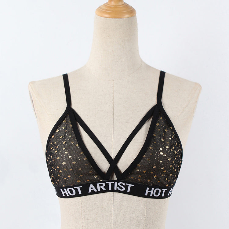 Wireless Strapped Lace Triangle Cup Bras - Walmel